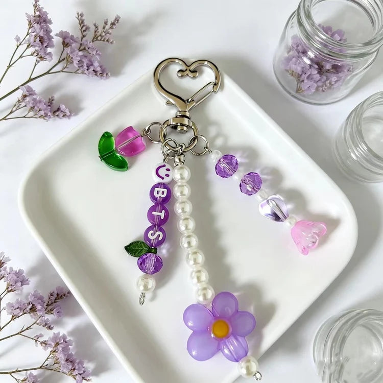 BTS Purple Flower Keychain