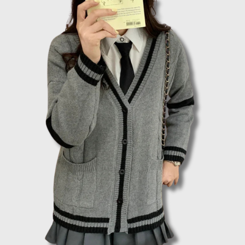 Gray Cardigan Pullover