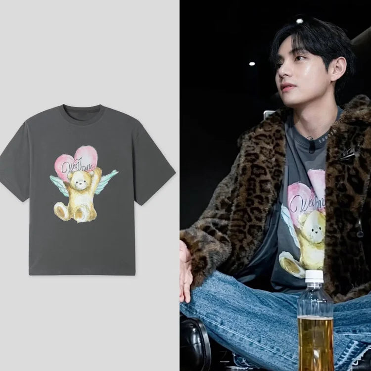 BTS V Angel Teddy Bear T-Shirt