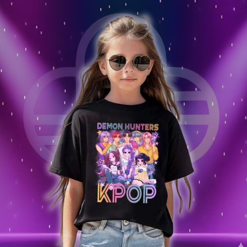 KPop Demon Hunters Black Shirt fo Kids