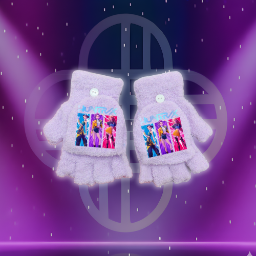 Demon Hunters Kids Half Finger Plush Gloves 