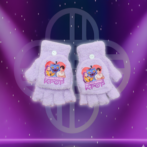 Demon Hunters Kids Half Finger Plush Gloves 