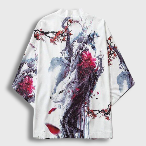 White Streetwear Kimono Jacket