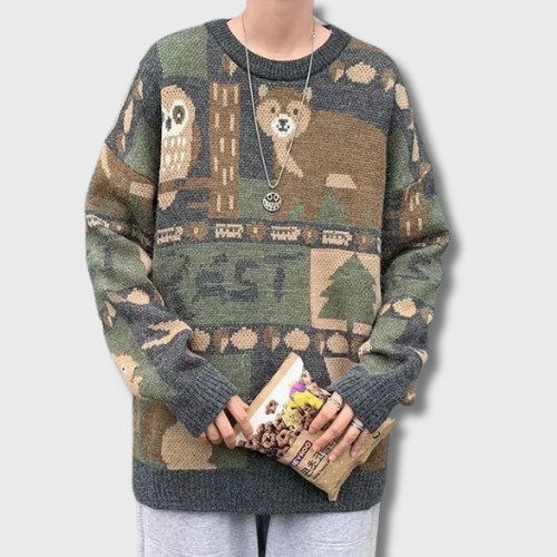 Korean Printed Men's Pullover