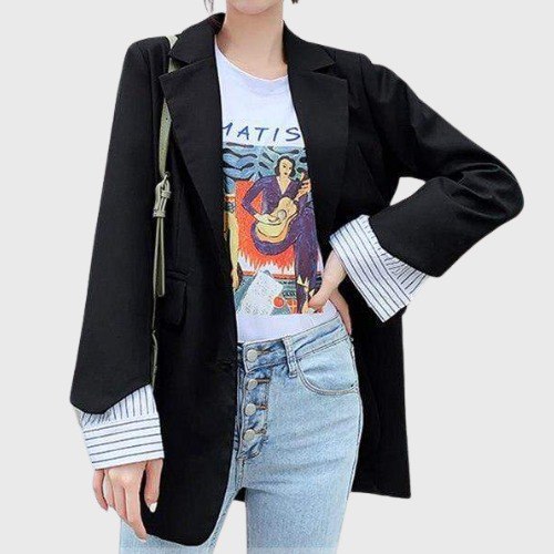 Black long ulzzang jacket