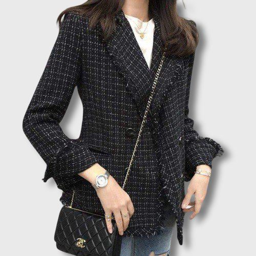 Chic Black Plaid Blazer