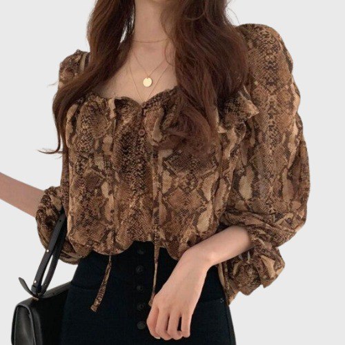 Sexy Brown Korean Blouse