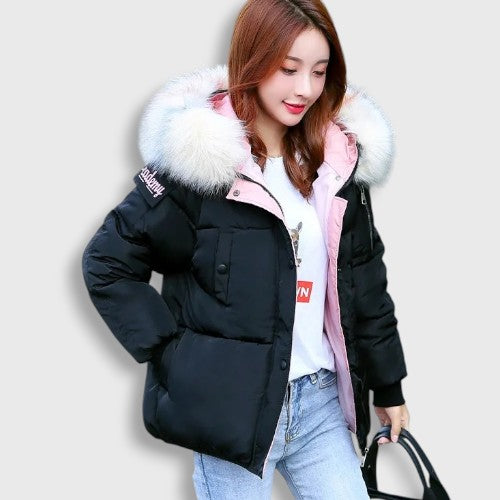 Short Down Jacket with Fur