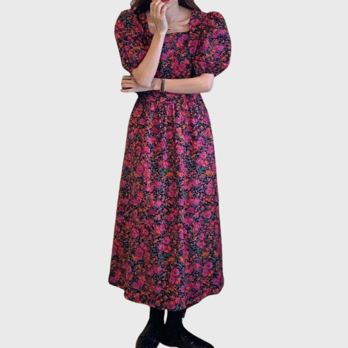 Chic Floral Korean Dress