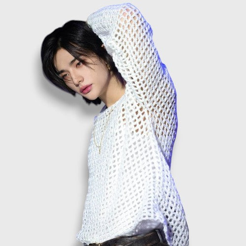 Pull Résille Blanc | Hyunjin Stray Kids