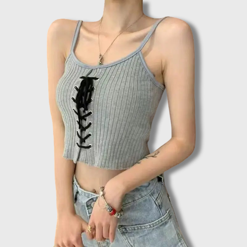 Lace-Up Crop Tank Top