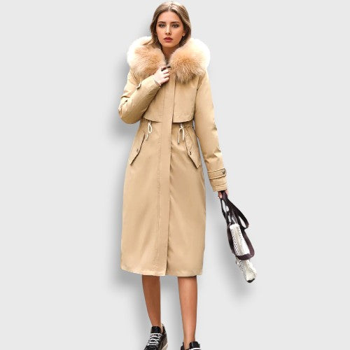 Korean Coat with Fur Collar