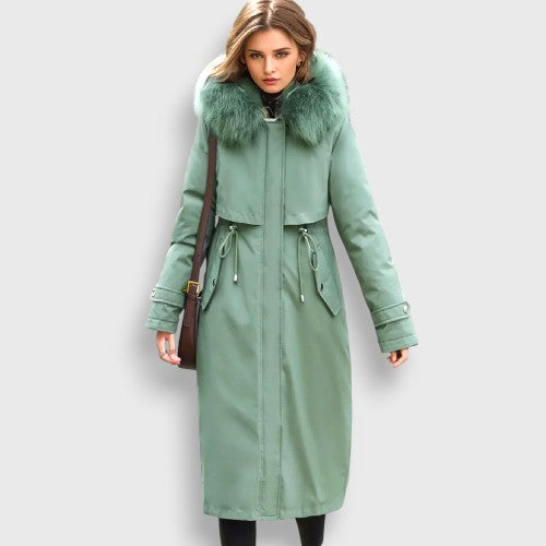 Korean Coat with Fur Collar