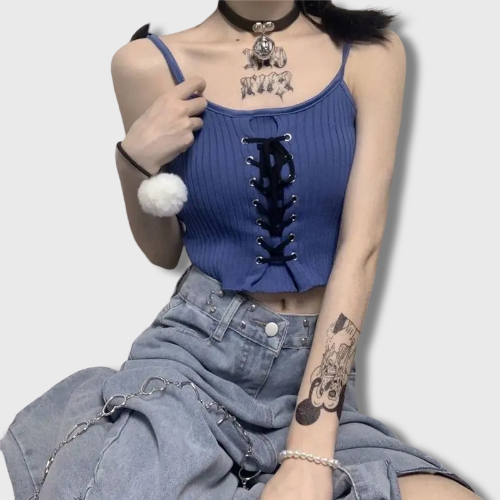 Lace-Up Crop Tank Top