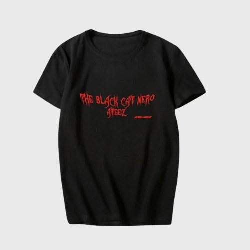 T-Shirt Ateez Black Cat Nero Z