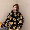 College wind small woolen cute bear lady hoodie loose plus velvet kawaii sweatshirt plus size women's blouse super Dalian hoodie