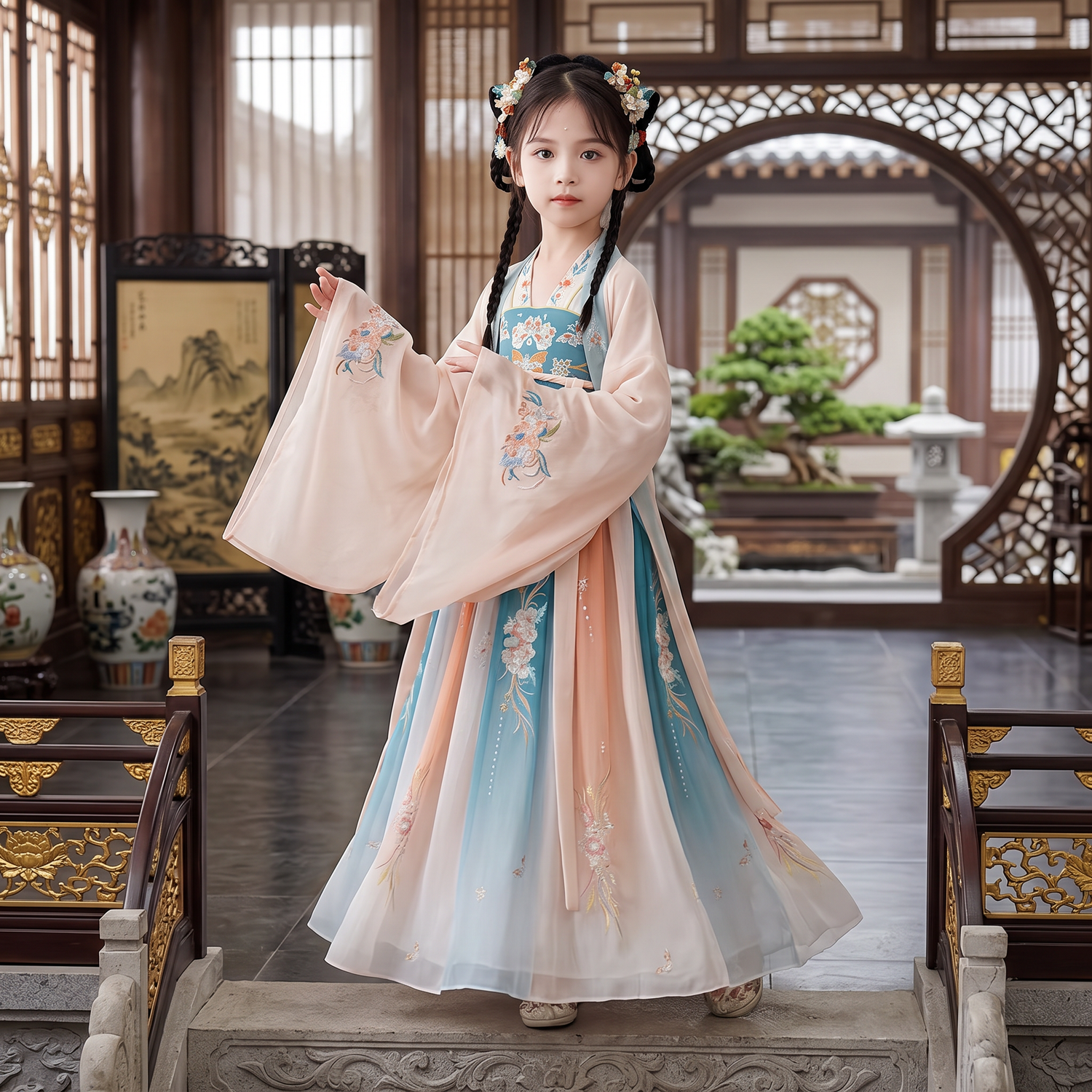 Girls Hanfu Dress Butterfly