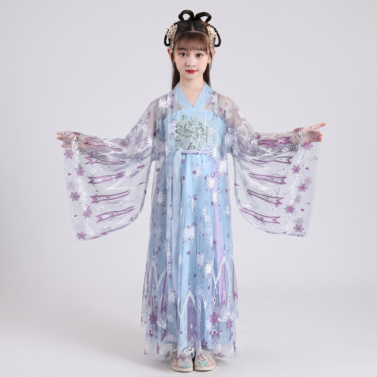 Blue Butterfly Hanfu Dress for Girls