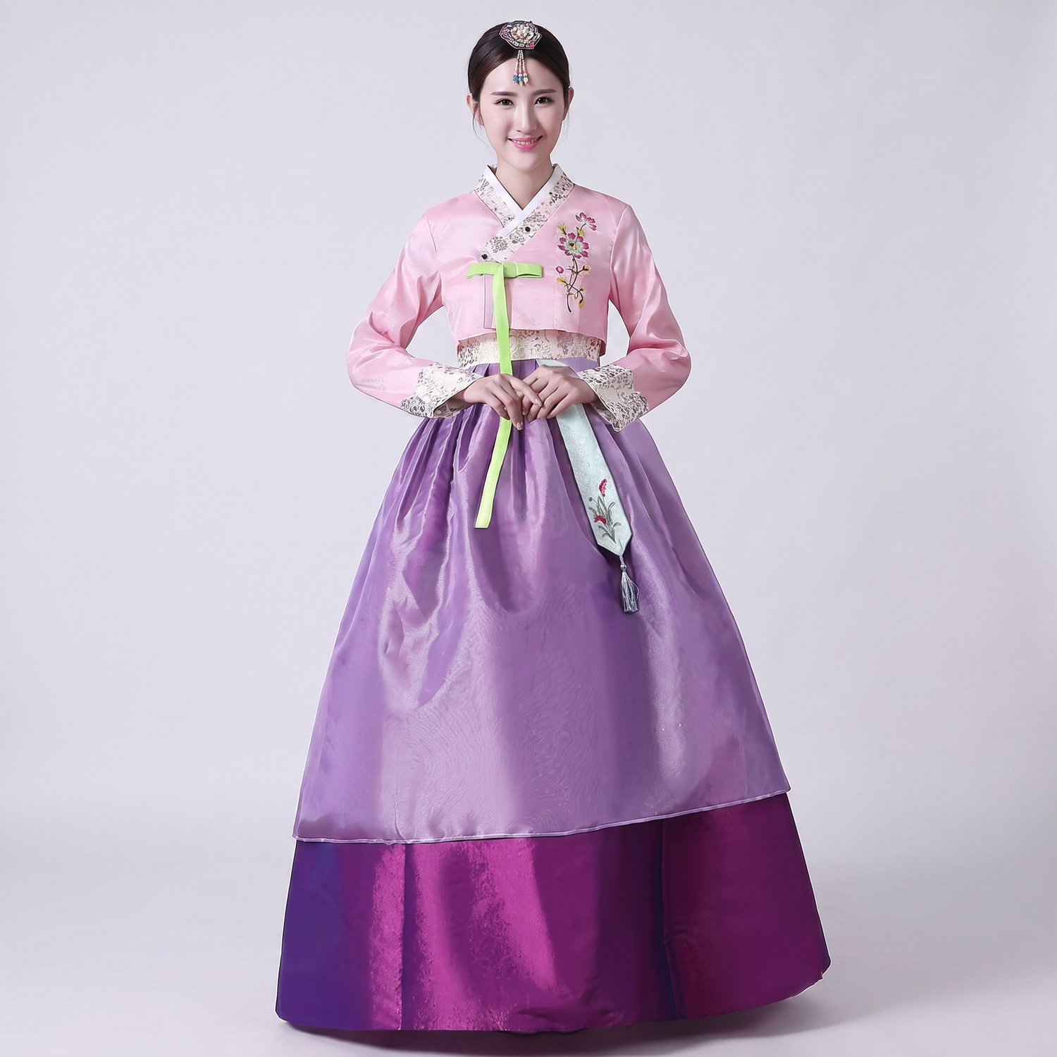Purple Korean Hanbok Dress for Women
