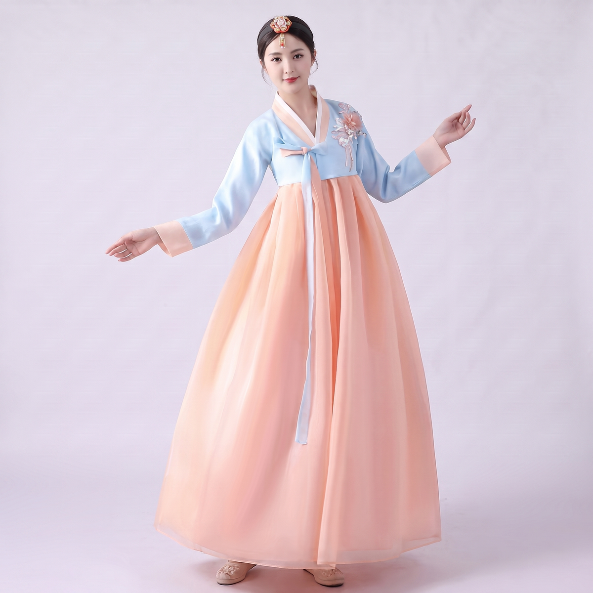 Peach Korean Hanbok Dress