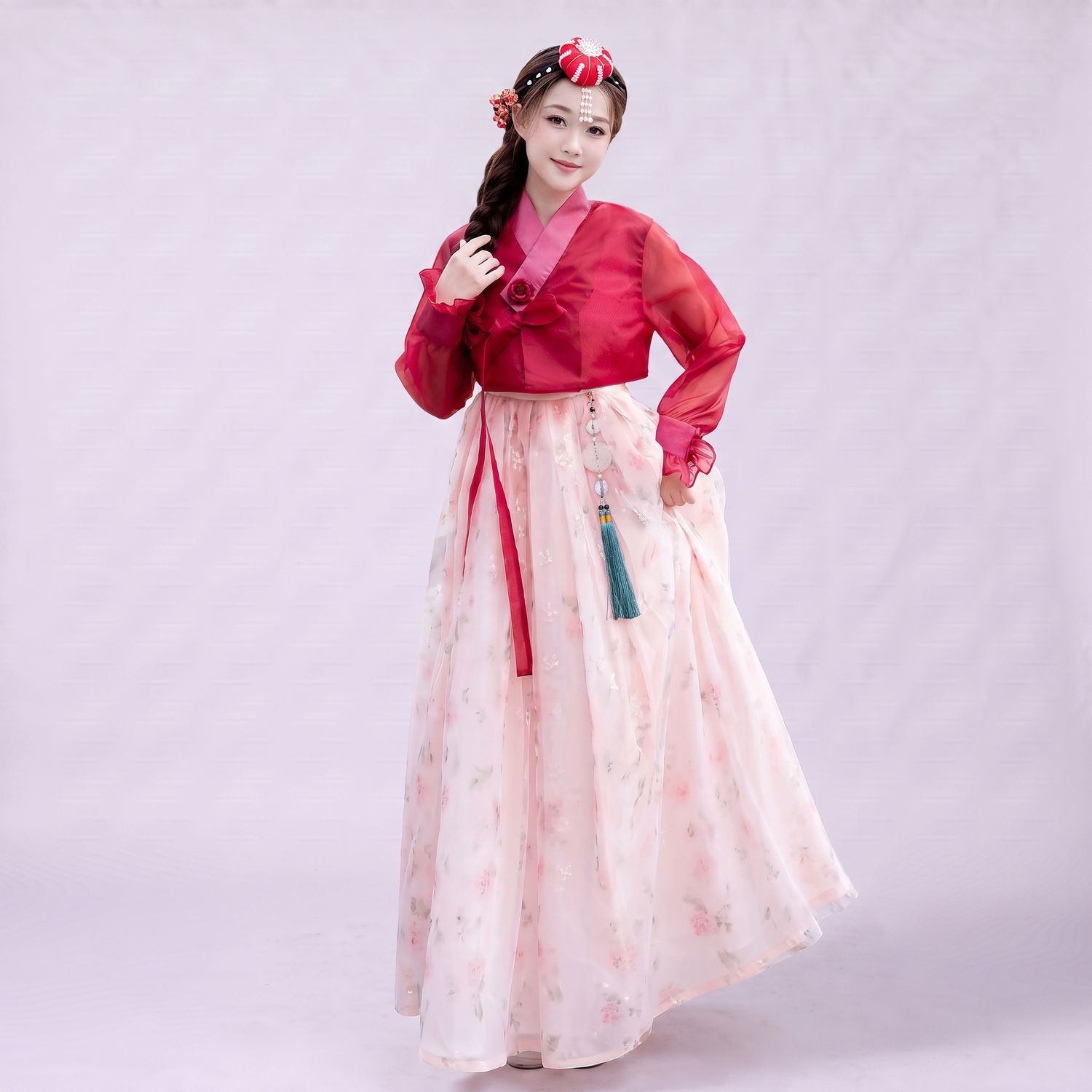 Red Hanbok Dress for Women