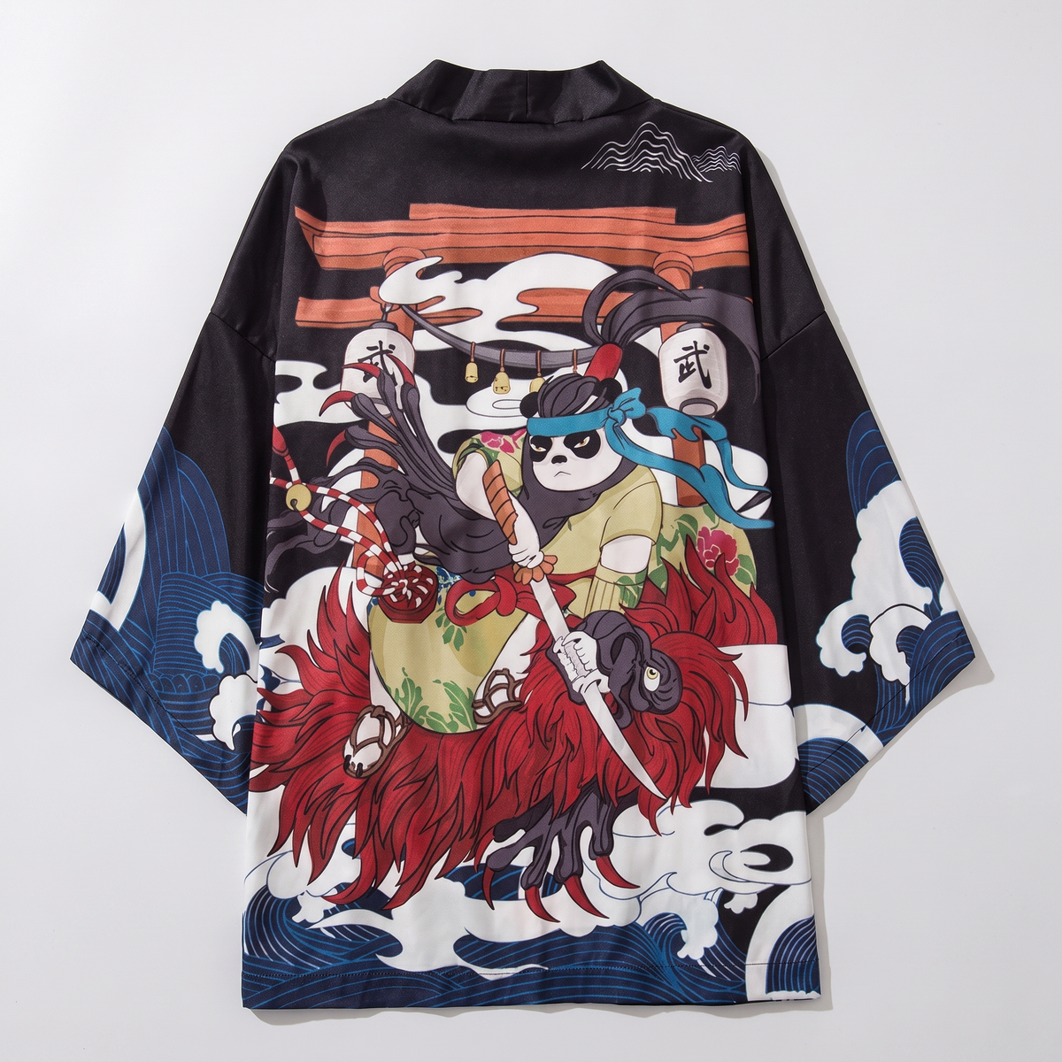Oversized Panda Graphic Kimono