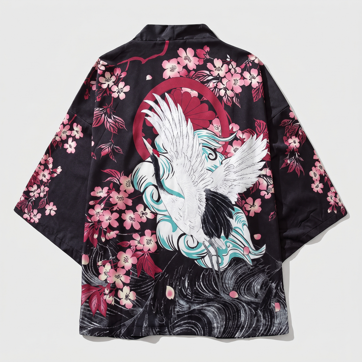 Japanese Crane and Sakura Kimono
