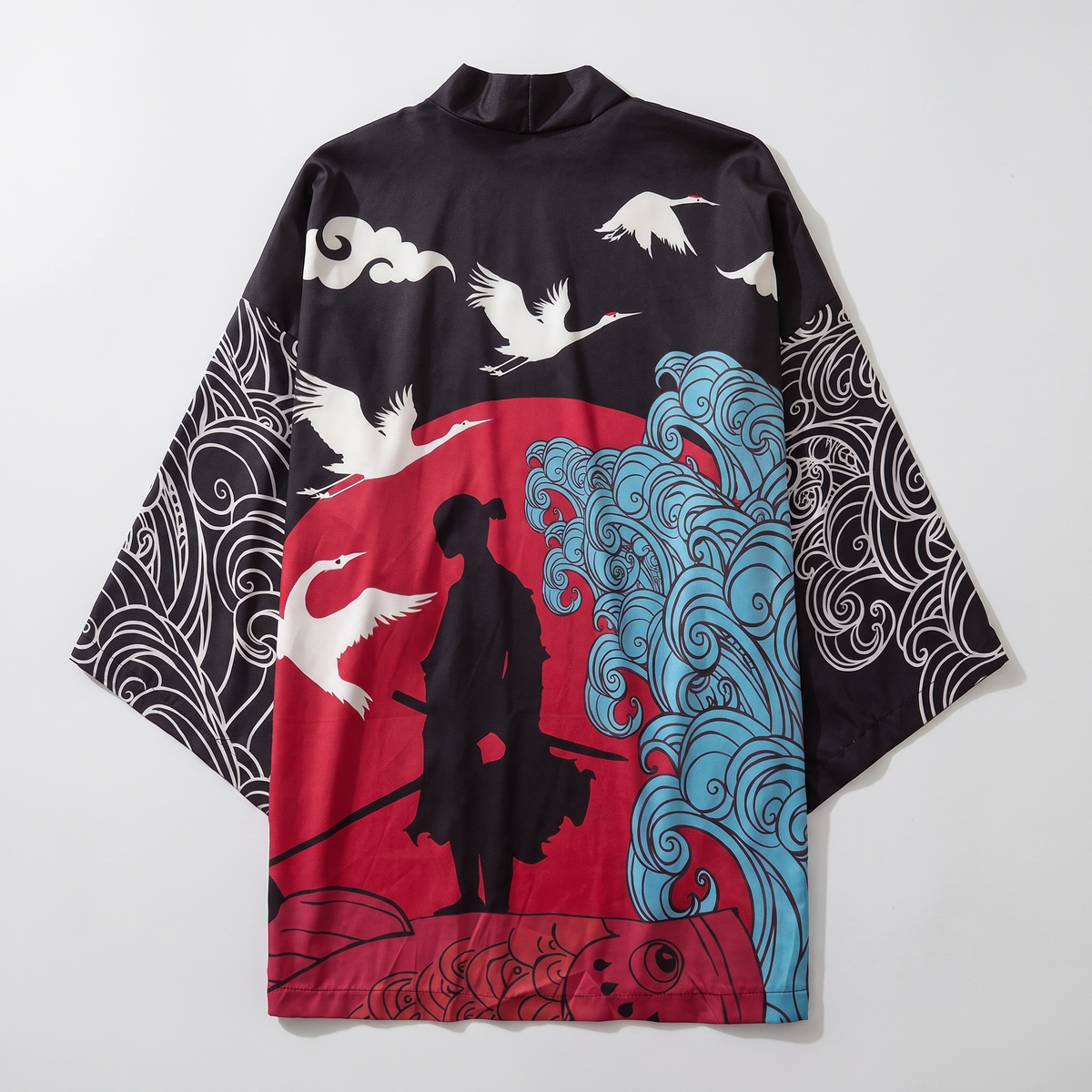 Samurai Crane and Wave Kimono