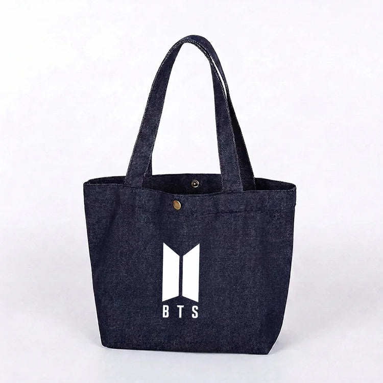 BTS Logo Denim Tote Bag
