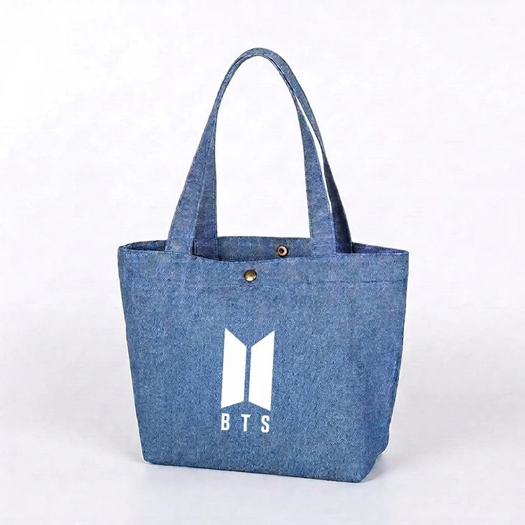 BTS Logo Denim Tote Bag