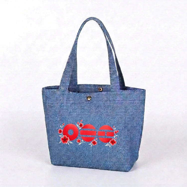BTS Floral Denim Tote Bag