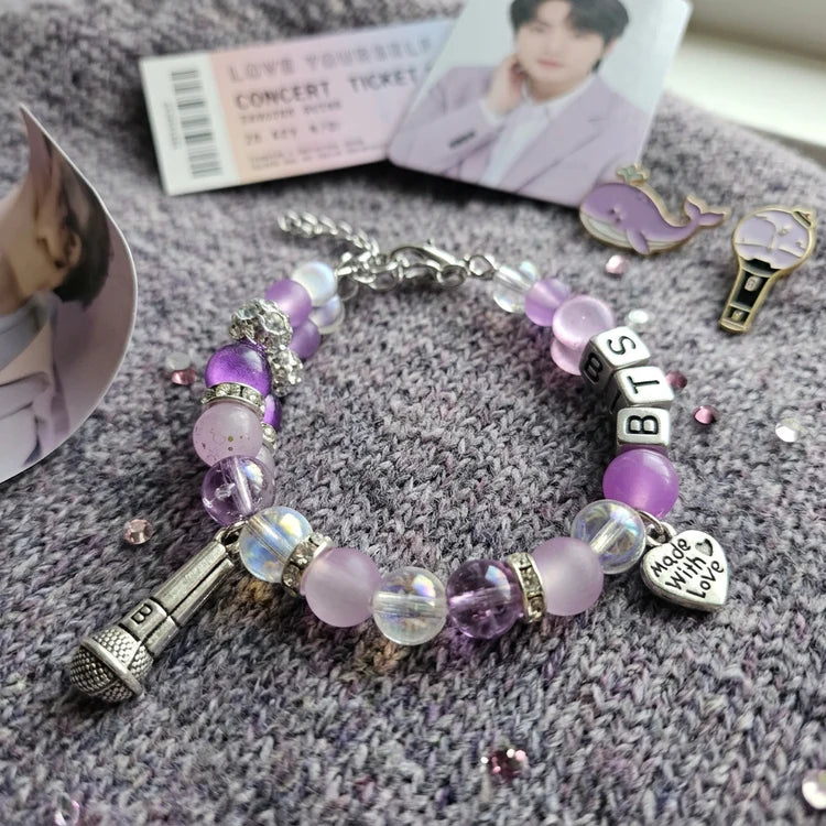 BTS Bracelet with Microphone Charm