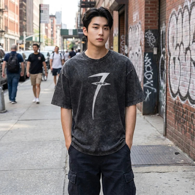 BTS Seven Washed Black Tee