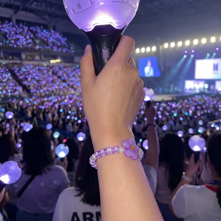 BTS ARMY Letter Bead Bracelet In Purple