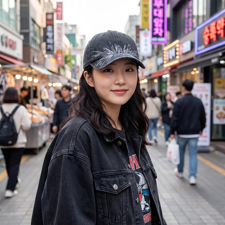 BTS Washed Black Baseball Cap