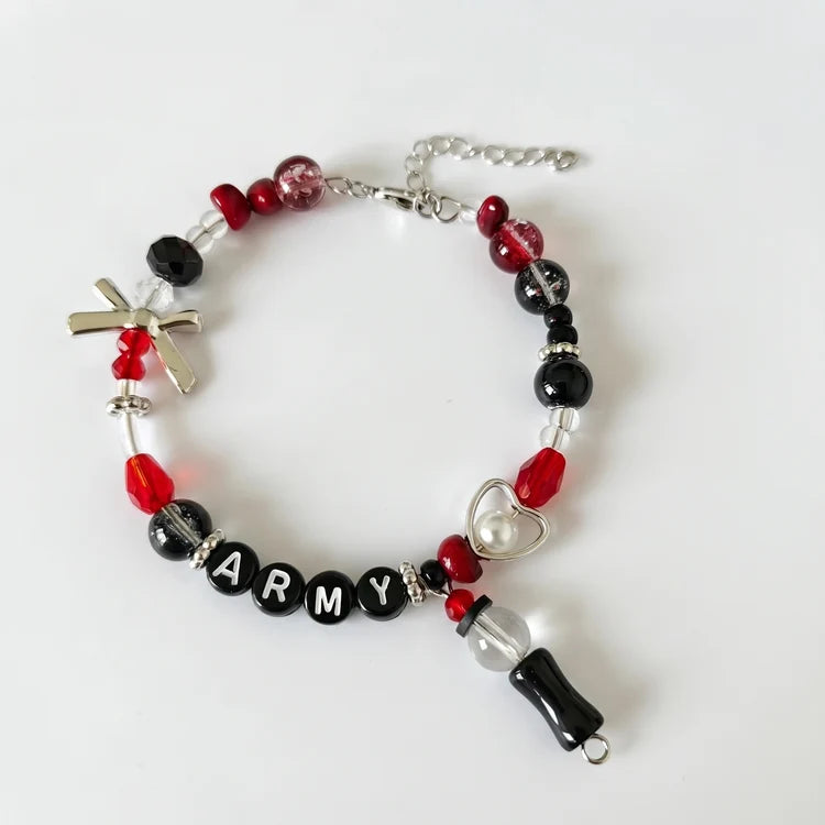 BTS ARMY Adjustable Beaded Bracelet