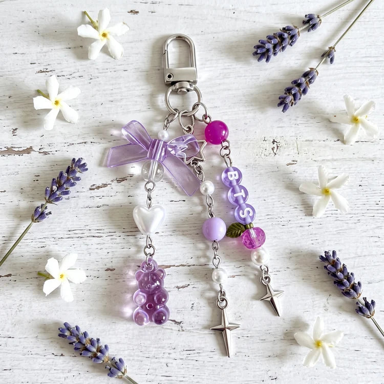 BTS Fan Keyring With Bow Charm