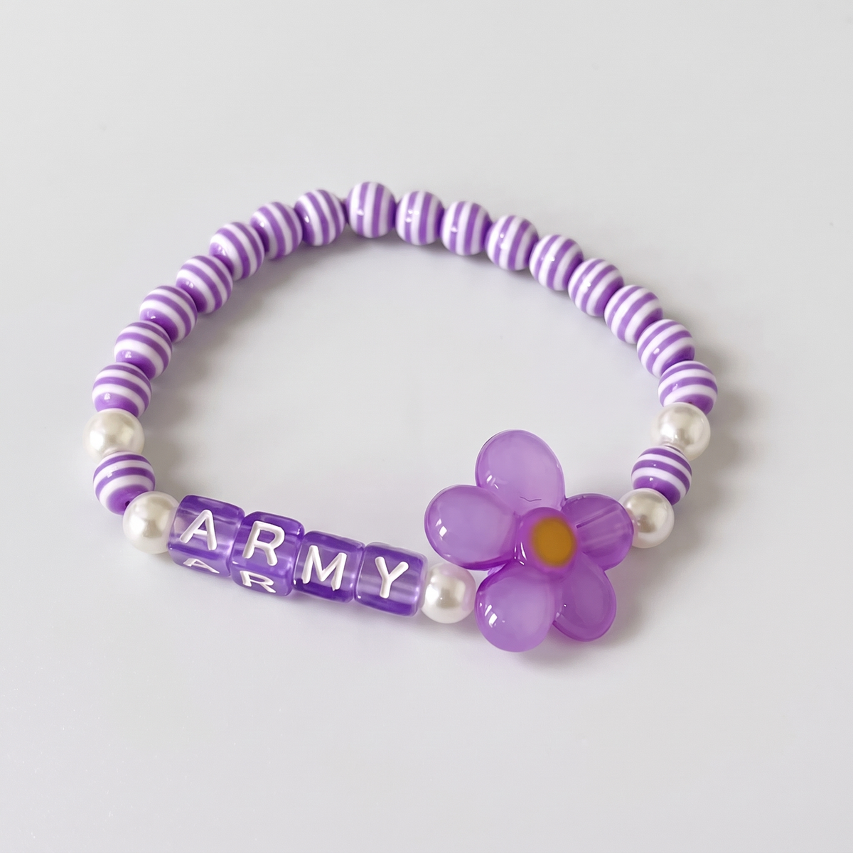 BTS ARMY Letter Bead Bracelet In Purple