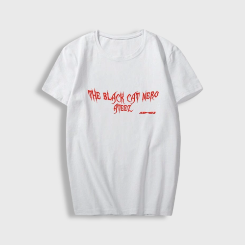 T-Shirt Ateez Black Cat Nero Z
