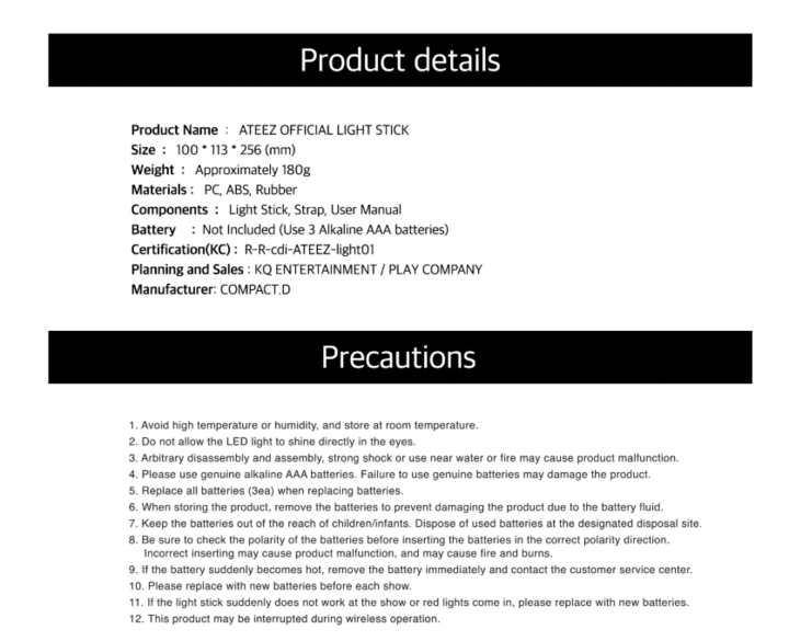 Lightstick Ateez - Officiel