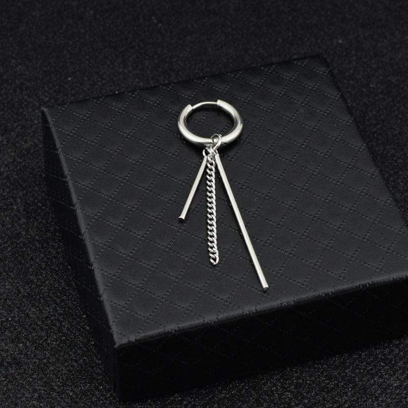 Men Women Punk Earrings Stainless Steel Ear Clip Tassel Long Chain Hip-hop Street Pop Ear Guys Jewelry Hipster Rock Stud Earring