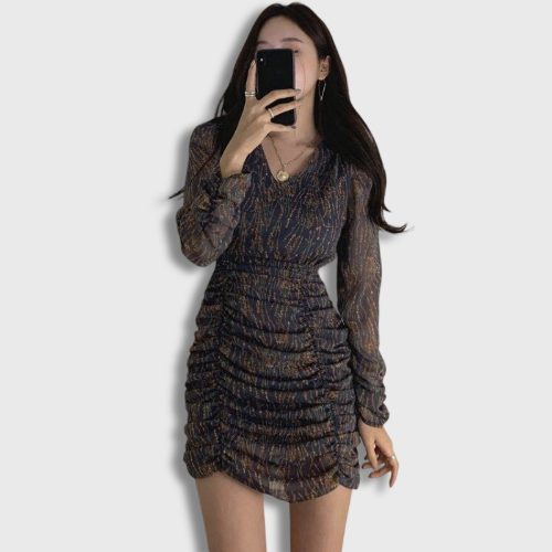 Korean Dress with Gathered Hem