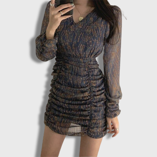 Korean Dress with Gathered Hem