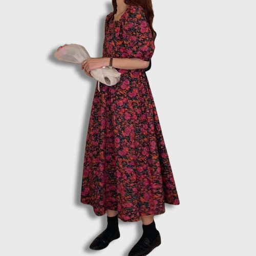 Chic Floral Korean Dress