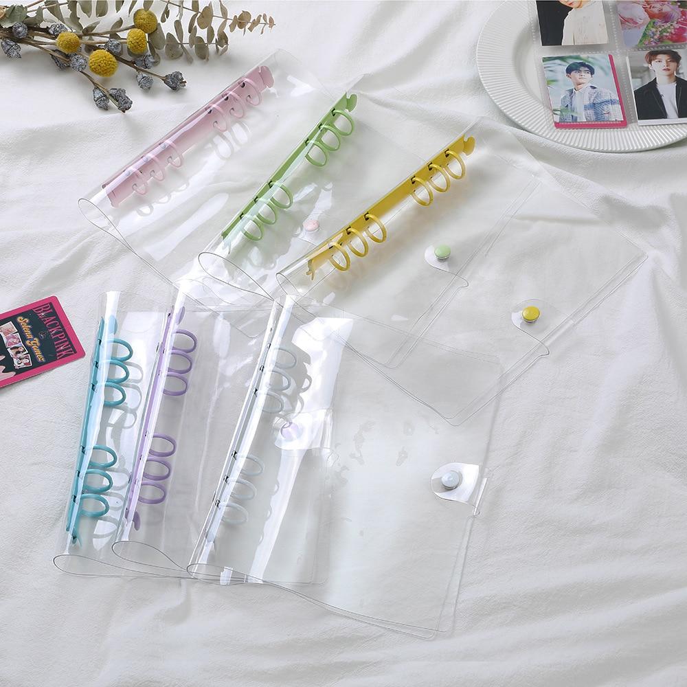 SKYSONIC 3 5 Inch Macaroon Binder Postcards Organizer PVC Photo Album Sticker Cards Storage Holder Loose Leaf bts De Photos