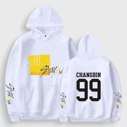 Sweat Stray Kids White- Yellow Weed with name
