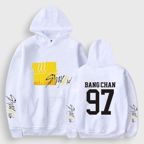 Sweat Stray Kids White- Yellow Weed with name