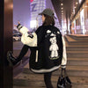 American streetwear jacket loose women's top fashion casual stitching jacket oversized jacket bear baseball uniform women