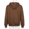 BiggOrange Brown Zip Hooded Sweatshirt Winter Jacket Top Oversized Hoodie Retro Pocket Woman Clothes Long Sleeve Pullover