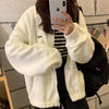 Zipper ladies winter high quality fashion Harajuku style long sleeve fleece large round neck hoodie hooded sweatshirt wholesale